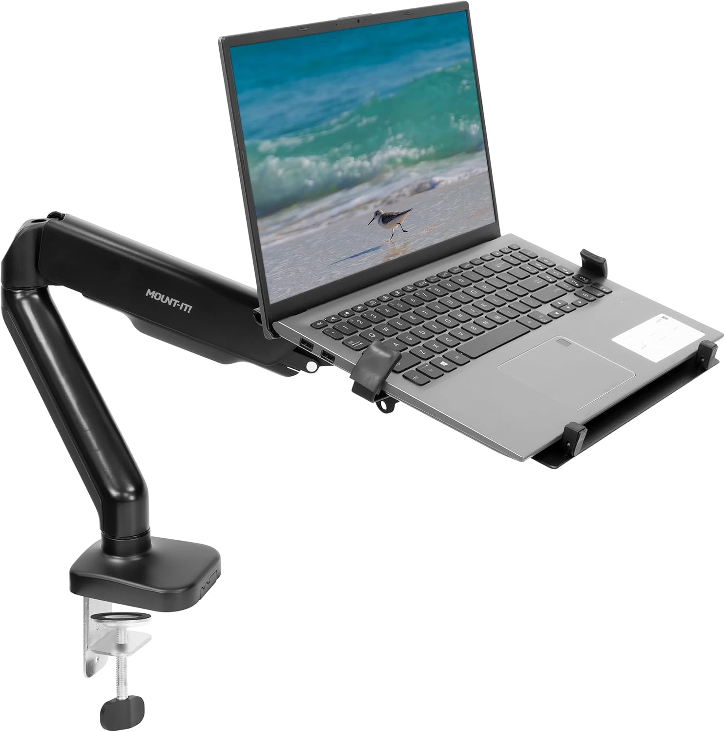 Mount-It! Height Adjustable Laptop and Monitor Desk Mount