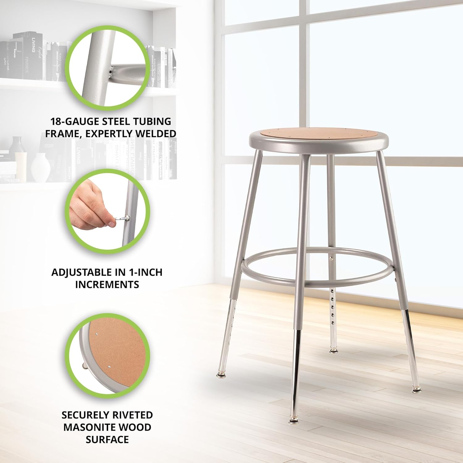 NATIONAL PUBLIC SEATING 6200 Series Heavy-Duty Steel Stool