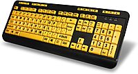 AKB-132UY - Luminous 4 X Large Print Multimedia Desktop USB Keyboard, Black Yellow No Size