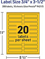 Avery Print-To-The-Edge Labels With Sure Feed Technology And Easy Peel, 94217-BYP10, Rectangle, 3/4in x 3-1/2in