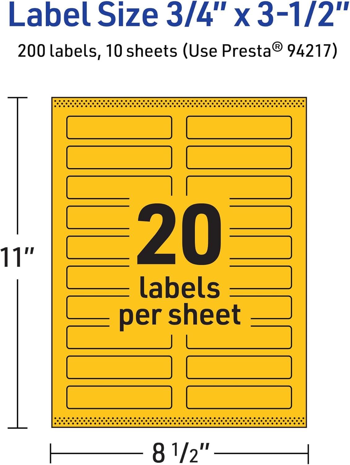 Avery Print-To-The-Edge Labels With Sure Feed Technology And Easy Peel, 94217-BYP10, Rectangle, 3/4in x 3-1/2in