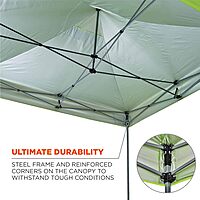 Pop Up Canopy Tent, Heavy Duty, 10' x 10' Area, Peak Height 14', Includes Wheeled Bag, Ergodyne Shax 6000, Lime