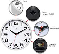Infinity Instruments Metro Wall Clock, 9" Diameter, White Case, 1 Aa (Sold Separately)