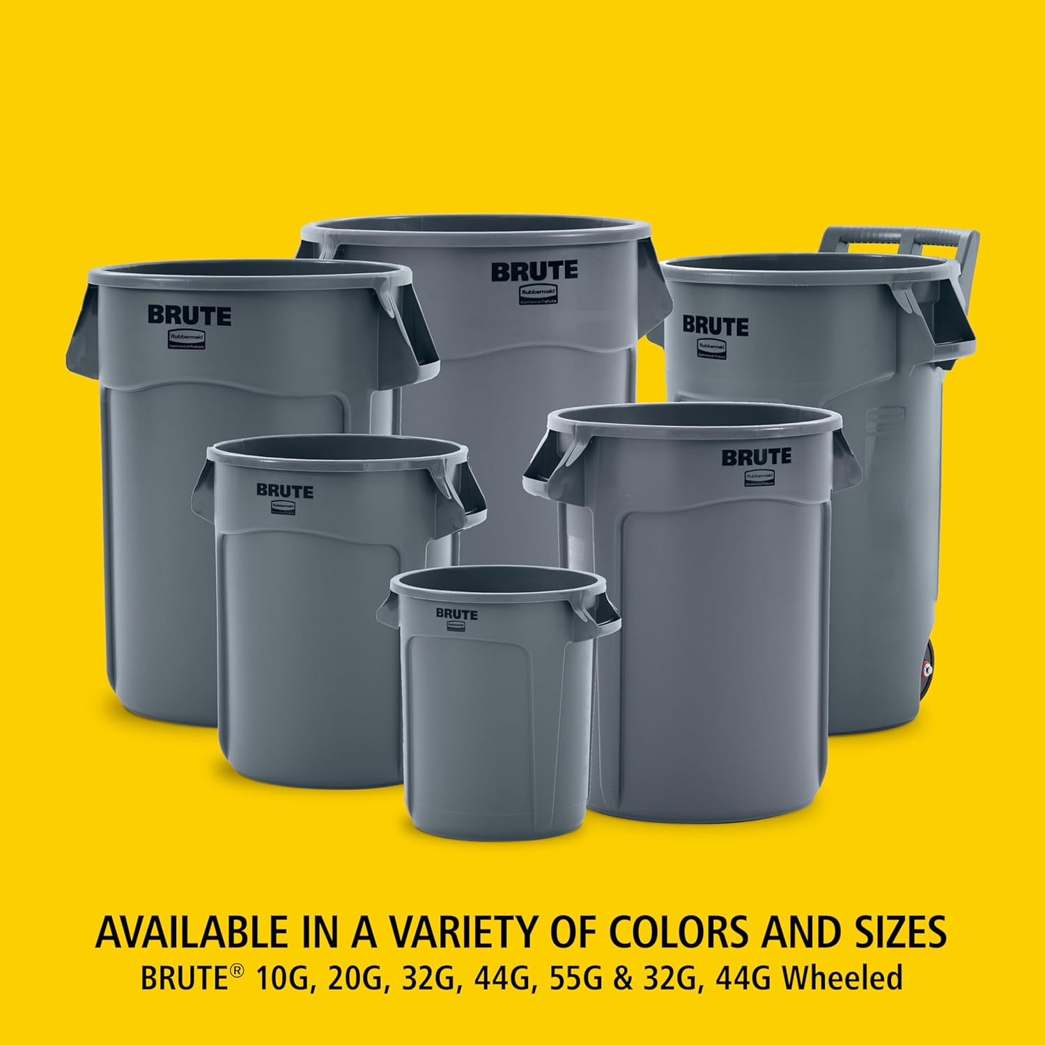 Rubbermaid Commercial Products Vented Wheeled BRUTE Trash Container, 44 Gal Gray