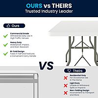 Flash Furniture Kathryn 8' Rectangular Plastic Folding Event Table with Carrying Handle, Bi-Fold Portable Banquet Table for Indoor/Outdoor Events, Granite White, 30"W x 96"L