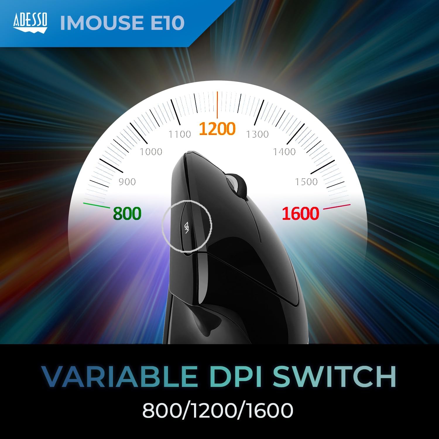 iMouse E10 - Vertical Ergonomic Optical 6-Button 2.4 GHz RF Wireless Mouse - Right Hand Orientation, Black