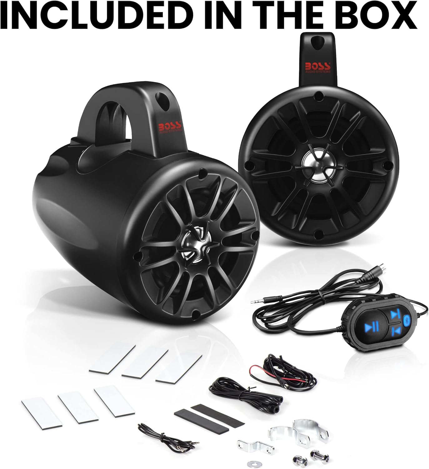 BOSS Audio Systems BM40AMPBT ATV UTV Waketower Speaker System - Bluetooth, 500 Watts of Power Per Pair, 4 Inch Woofer