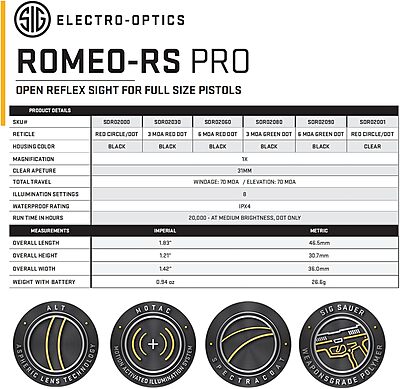 SIG SAUER ROMEO-RS PRO Pistol Dot Sight with Aspheric Lens