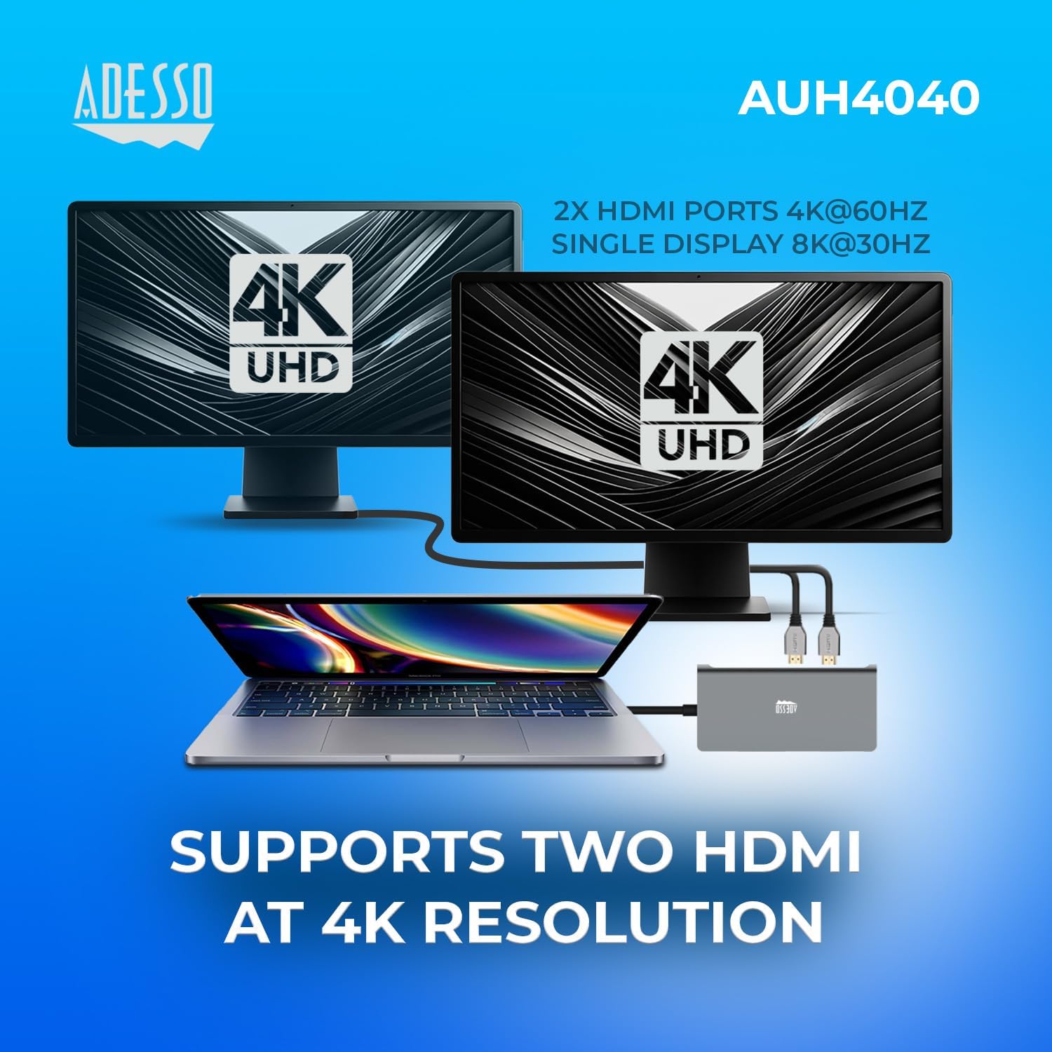 USB C Docking Station Multiport Adapter Dongle Type C Hub 2 HDMI Support 8K, RJ45 Ethernet Port, 100W PD Charging, 3*USB