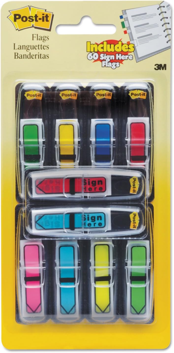 Post-it Flags Arrow 1/2" Page Flags, Eight Assorted Colors, 250/Pack (684VAD2)