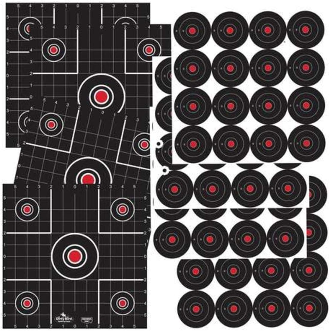 Birchwood Casey Non-Adhesive Dirty Bird White Splattering 12" Practice Shooting Sight-in & Bull's-Eye Target Combo