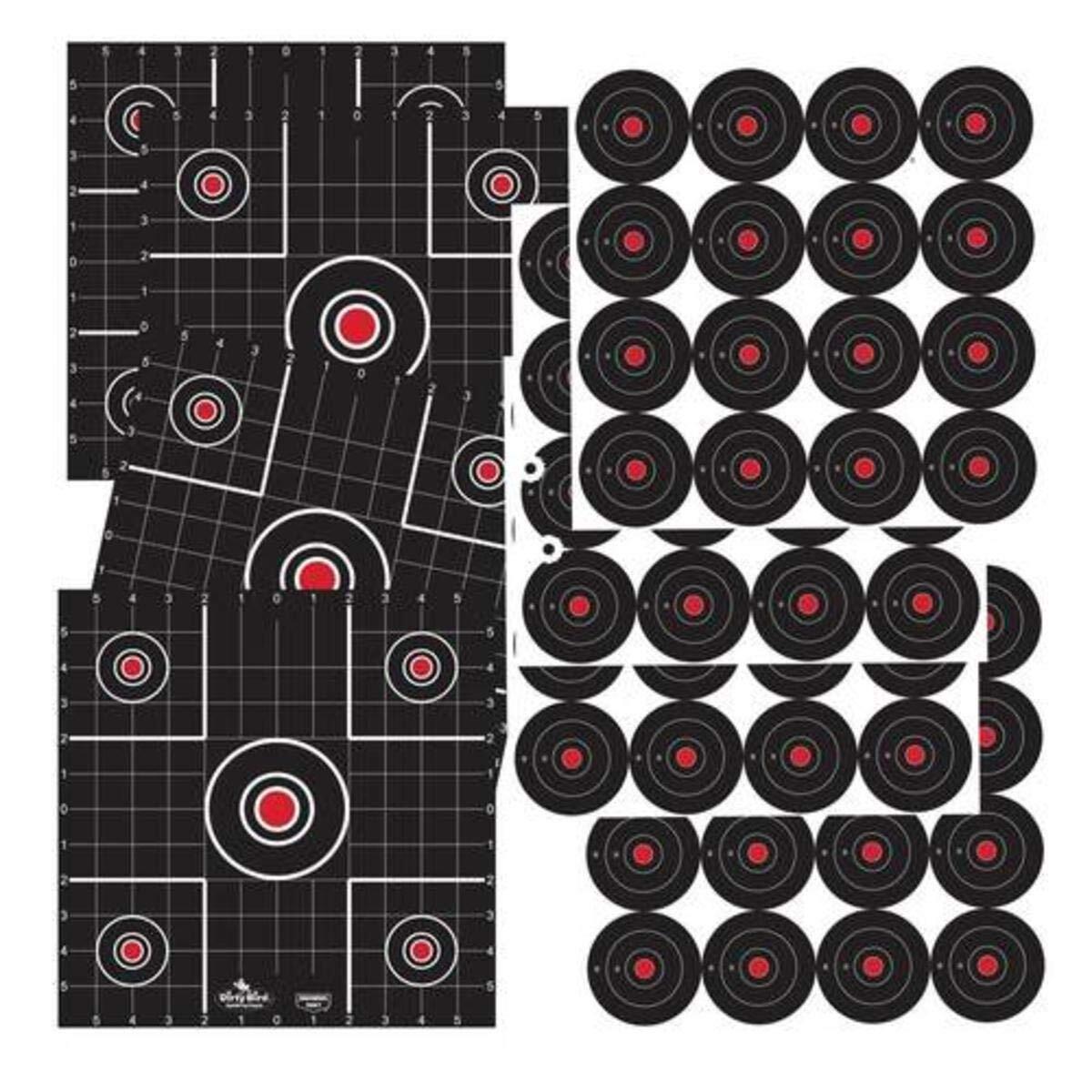 Birchwood Casey Non-Adhesive Dirty Bird White Splattering 12" Practice Shooting Sight-in & Bull's-Eye Target Combo for Indoor and Outdoor Use