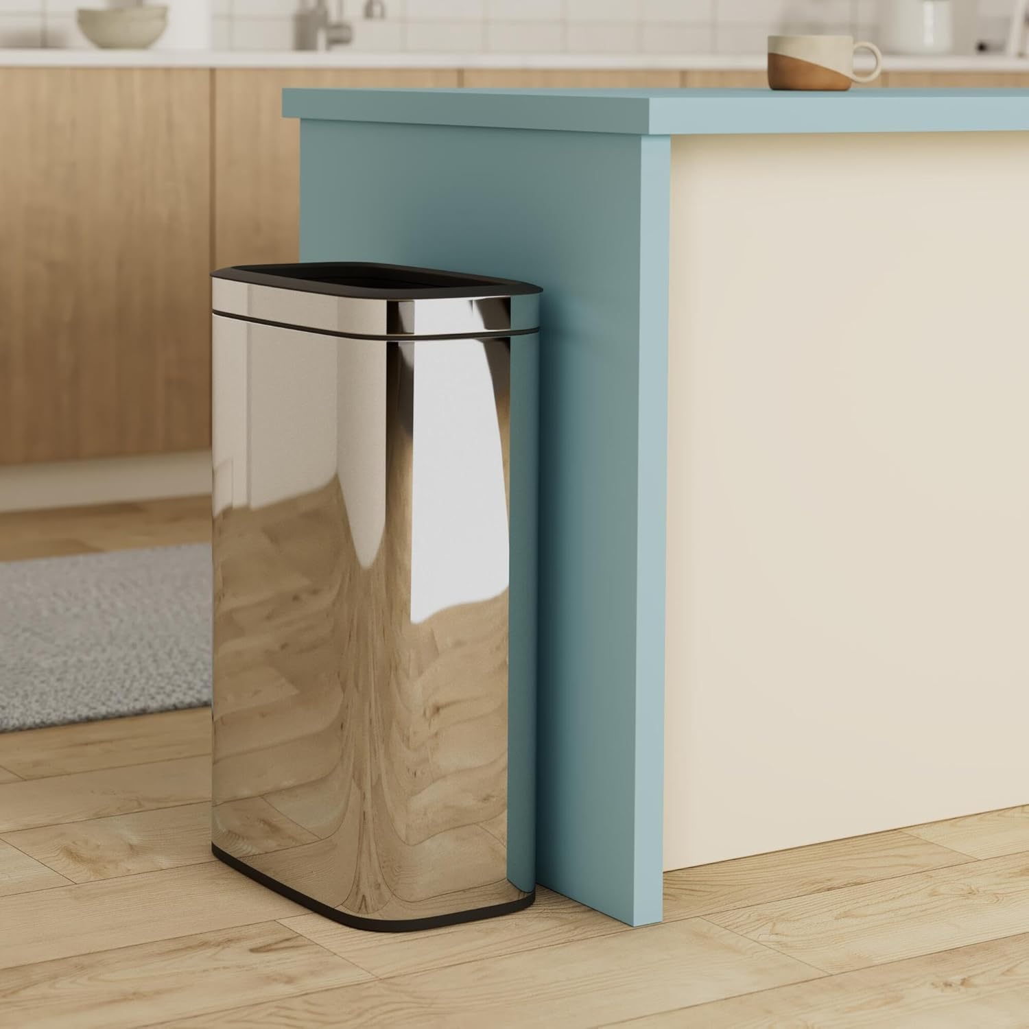 Alpine Stainless Steel Open Top Trash Can 10.5 Gallon - 40L Garbage Can for Kitchen, Bathroom