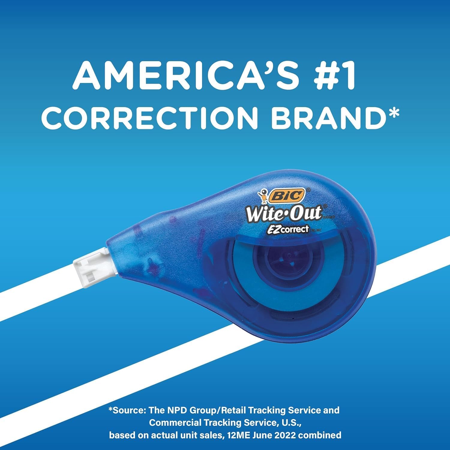 BIC Wite-Out Brand EZ Correct Correction Tape, Applies Dry, 18-Count, Translucent Dispenser Shows How Much Tape is Remaining