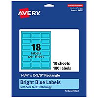 Avery Printable Rectangle Labels, Sure Feed Technology, 1-1/4" x 2-3/8", Bright Blue Labels, Print-to-The-Edge, Laser/Inkjet Printable, 180 Total, Great for Mailing 180 labels