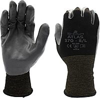 SHOWA Atlas 370 Nitrile Palm Coated General Purpose Work Gloves with Nylon Liner, 12 Pair Black Small