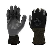 SHOWA Atlas 370 Nitrile Palm Coated General Purpose Work Gloves with Nylon Liner, 12 Pair Black Small