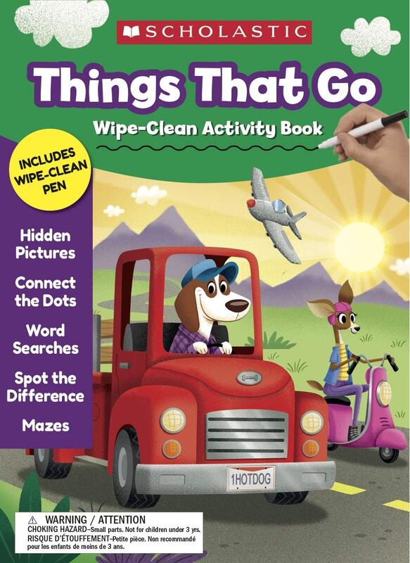 Scholastic Things That Go Wipe-Clean Activity Book, Preschool - Grade 1
