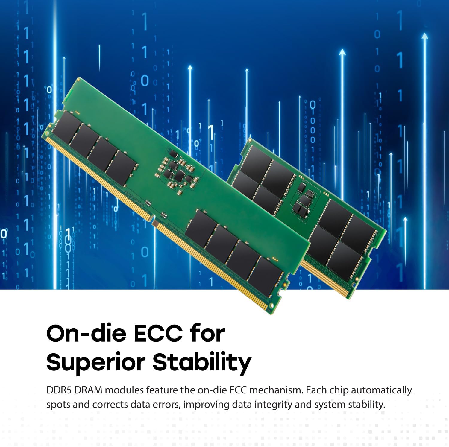 TRANSCEND 16GB DDR5 UDIMM Desktop RAM Module, On-die ECC, 288-pin, 1.1V