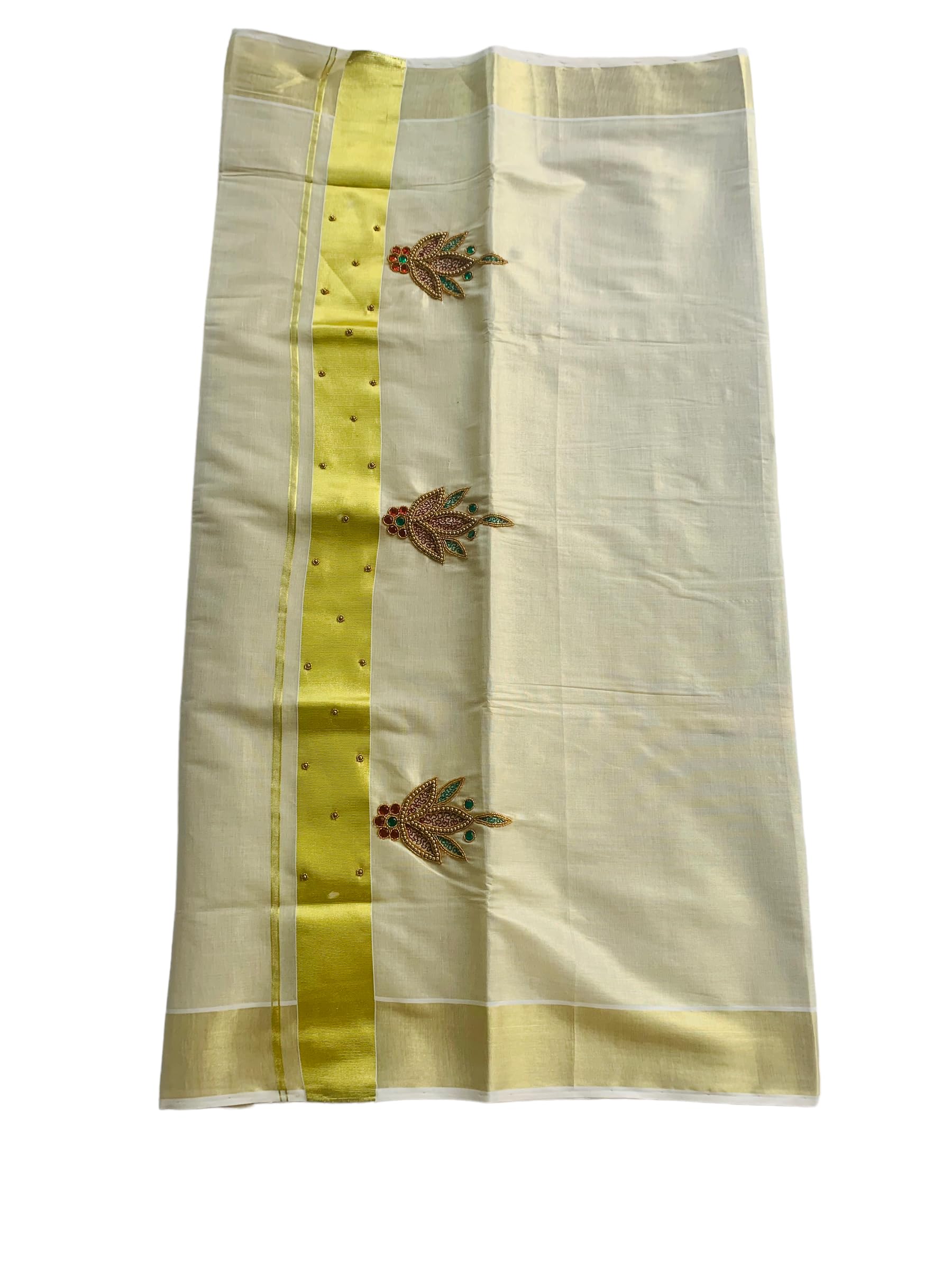 Women's Tissue Kuthampully Kerala Kasavu Saree Tssue | Traditional South Indian Saree | Designer Indian Saree | Onam Saree - Ekm-810 (Maroon)