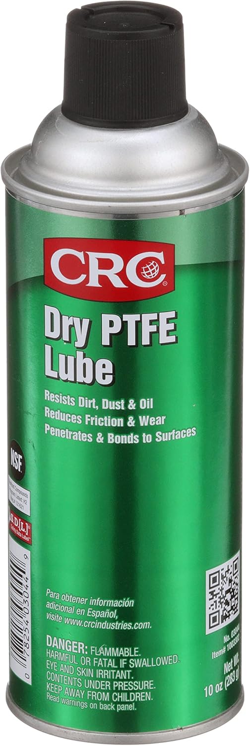CRC Dry PTFE Lube, 10 Wt Oz, NSF H2 Registered Lubricant with Advanced Dry Film Technology, Plastic-Safe