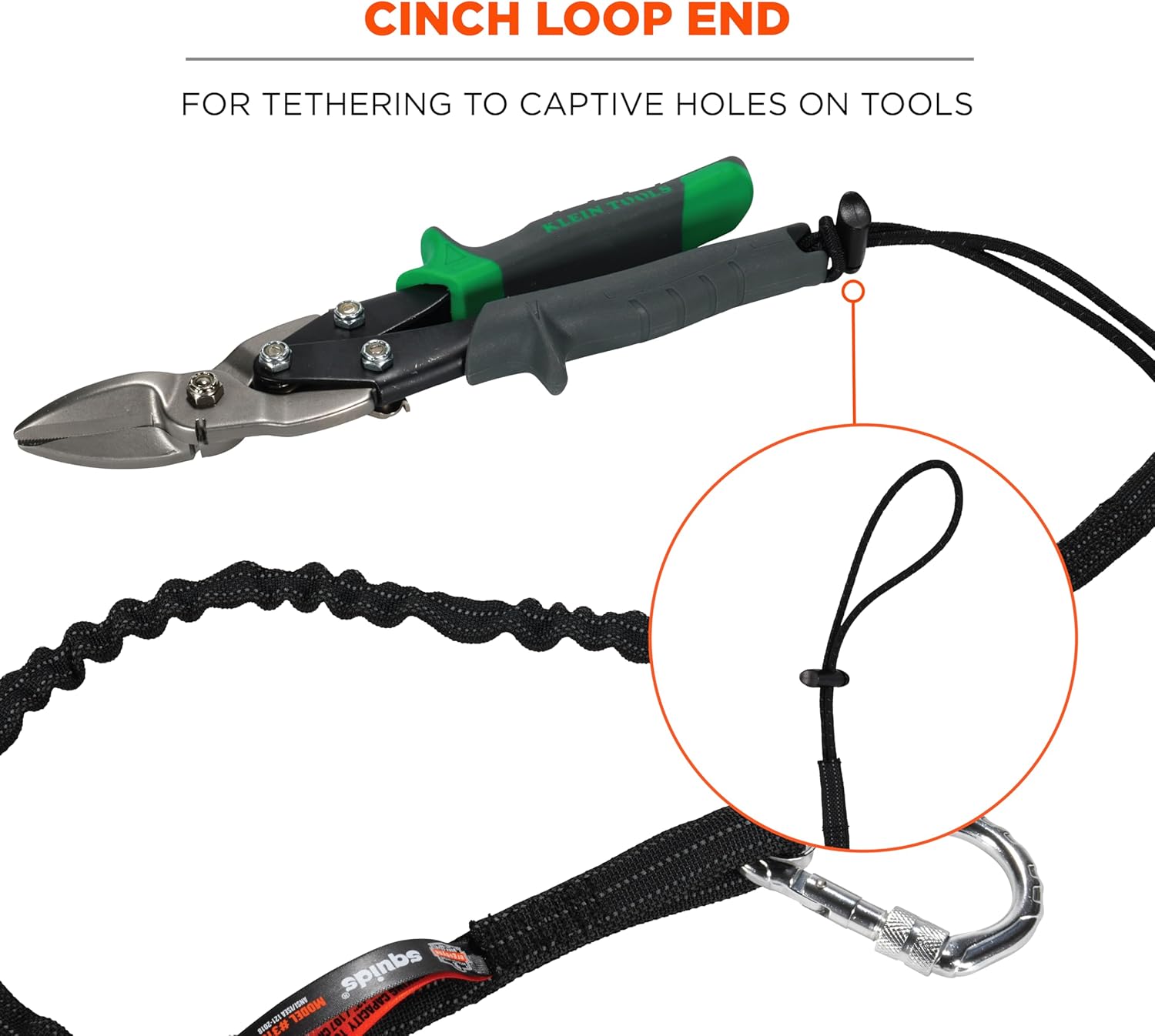 Ergodyne Squids 3100 Tool Lanyard with Single Carabiner and Adjustable Loop End