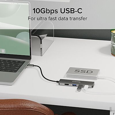 Plugable USB C Hub Multiport Adapter, 4 in 1, 100W Pass Through Charging, USB C to HDMI 4K 60Hz, Multi USB Port Hub for Windows, Mac, Ipad Pro, Chromebook, Thunderbolt (USBC-4IN1)