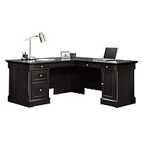 Sauder Palladia L-Shaped Desk with Drawers, File Cabinet Storage & Keyboard Tray