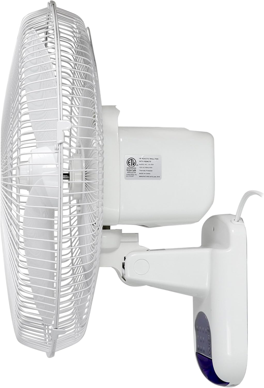 Vie Air 16" Plastic Wall Fan with Remote Control in White