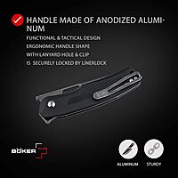 BÖKER PLUS® Nahal Flipper knife - military tactical knife with thumb hole - black D2 blade - tactical folding knife with clip - with case & gift box