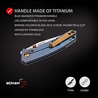 BÖKER PLUS Canoe - pocket knife with titanium handle scales - folding knife with CPM-S-35VN blade - small knife with clip