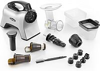 Omega Juicer NC1000HDS Juice Extractor and Nutrition System Slow Masticating BPA-FREE with Quiet Motor and Reverse Easy to Clean, 200-Watt, Silver