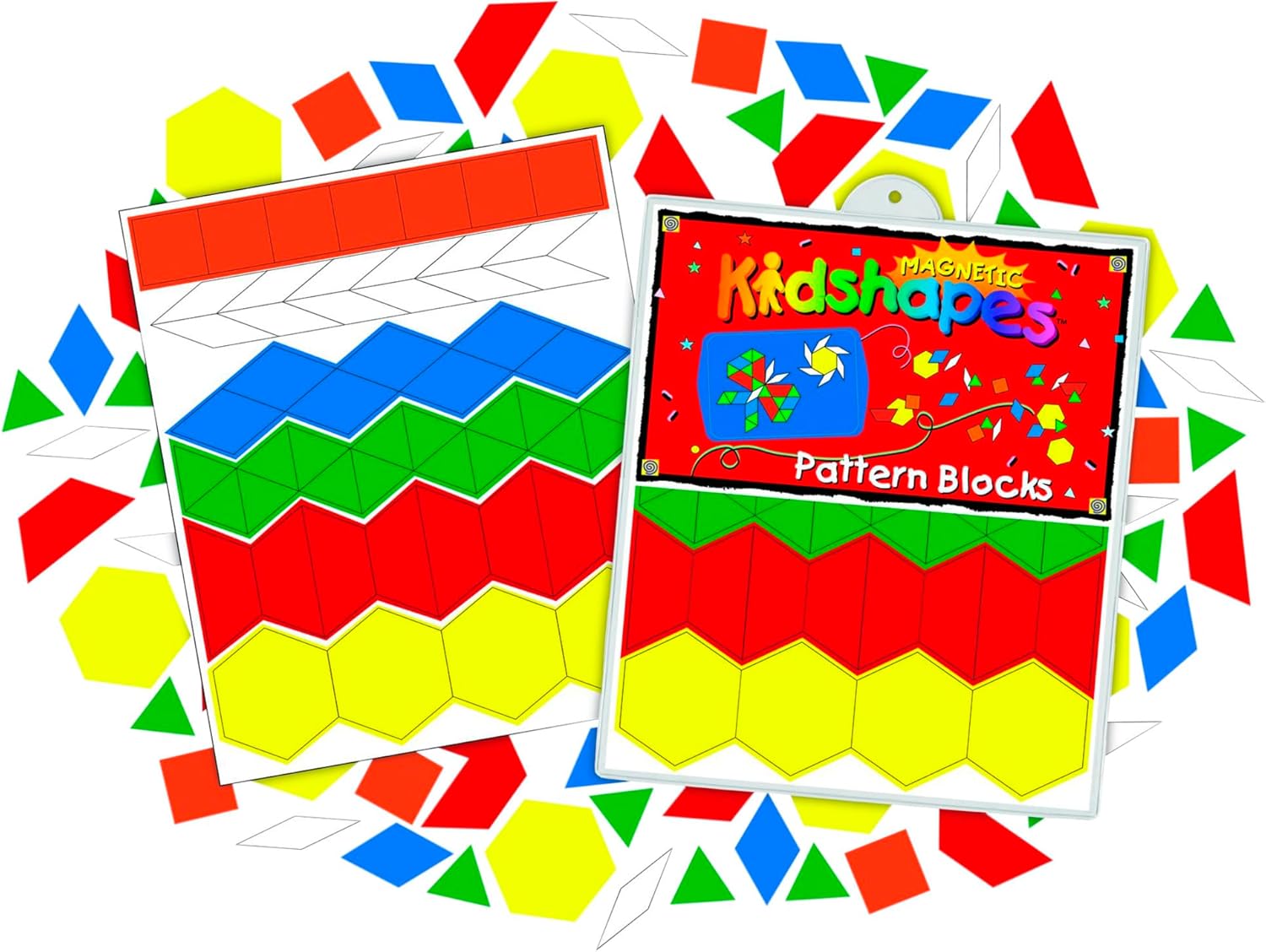 Barker Creek Learning Magnets, Pattern Blocks, Magnetic Kidshapes, Pack of 108 (LM2300)