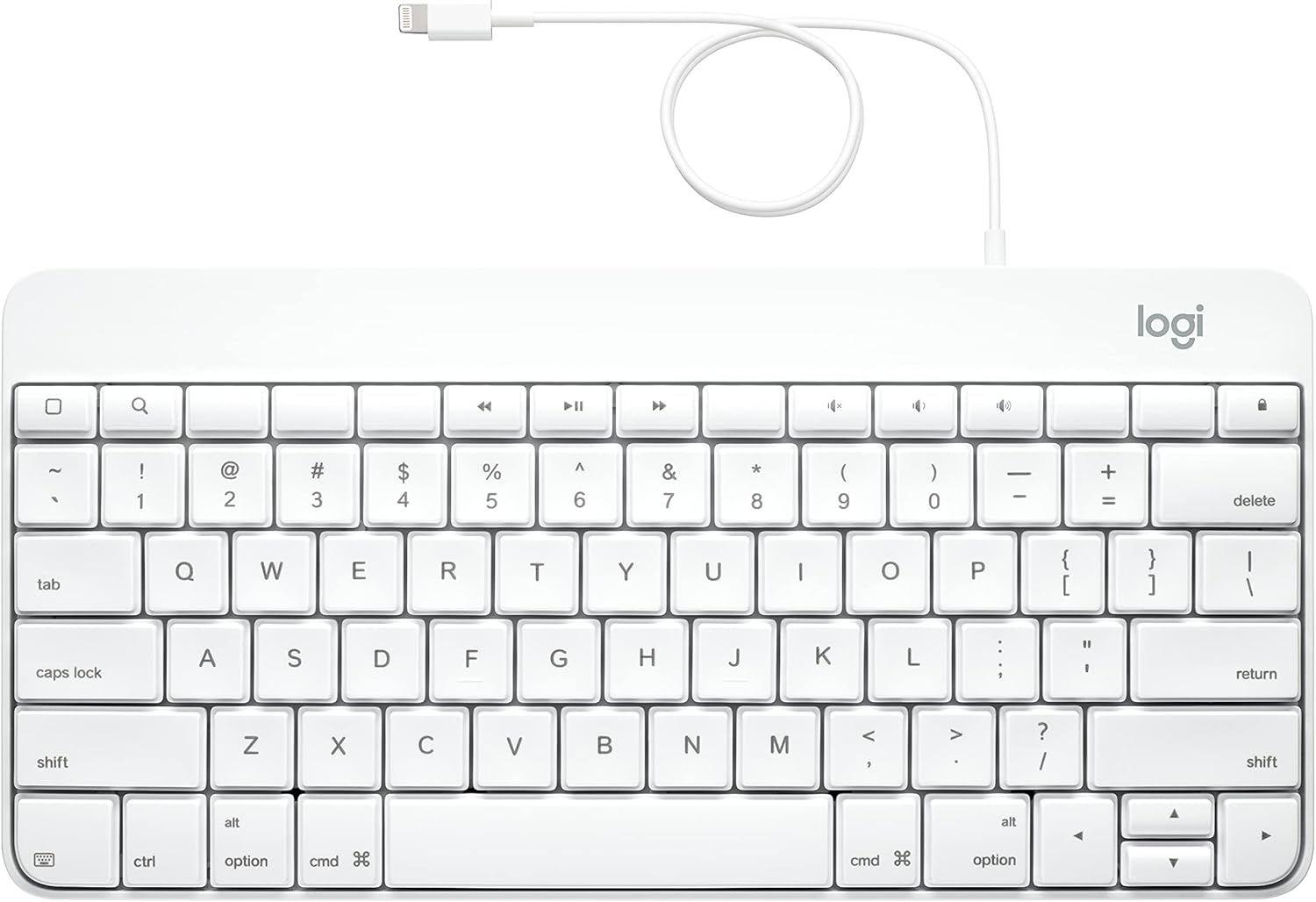 Logitech Wired Keyboard for iPad with Lightning Connector – White Lightning Connector Standard Packaging