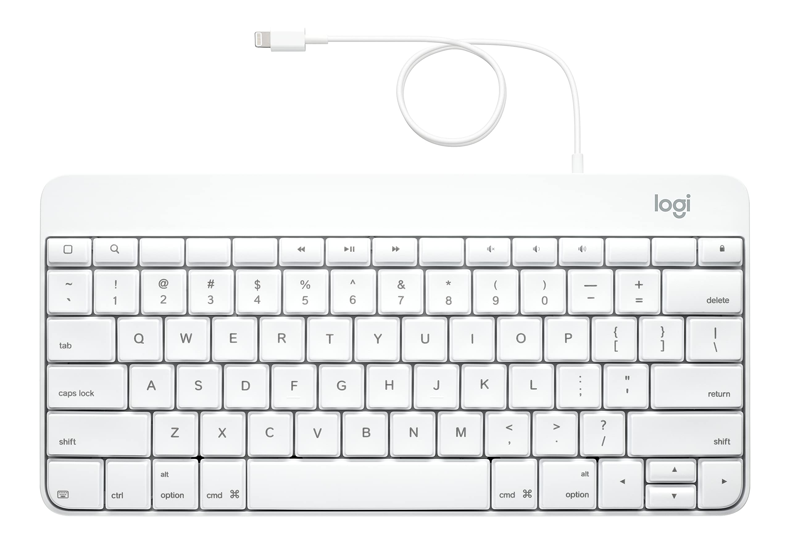 Logitech Wired Keyboard for iPad with Lightning Connector – White Lightning Connector Standard Packaging