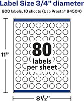 Avery Glossy Clear Round Labels, Sure Feed Technology, 0.75 in Diameter, Print-to-The-Edge, Laser/Inkjet Printable