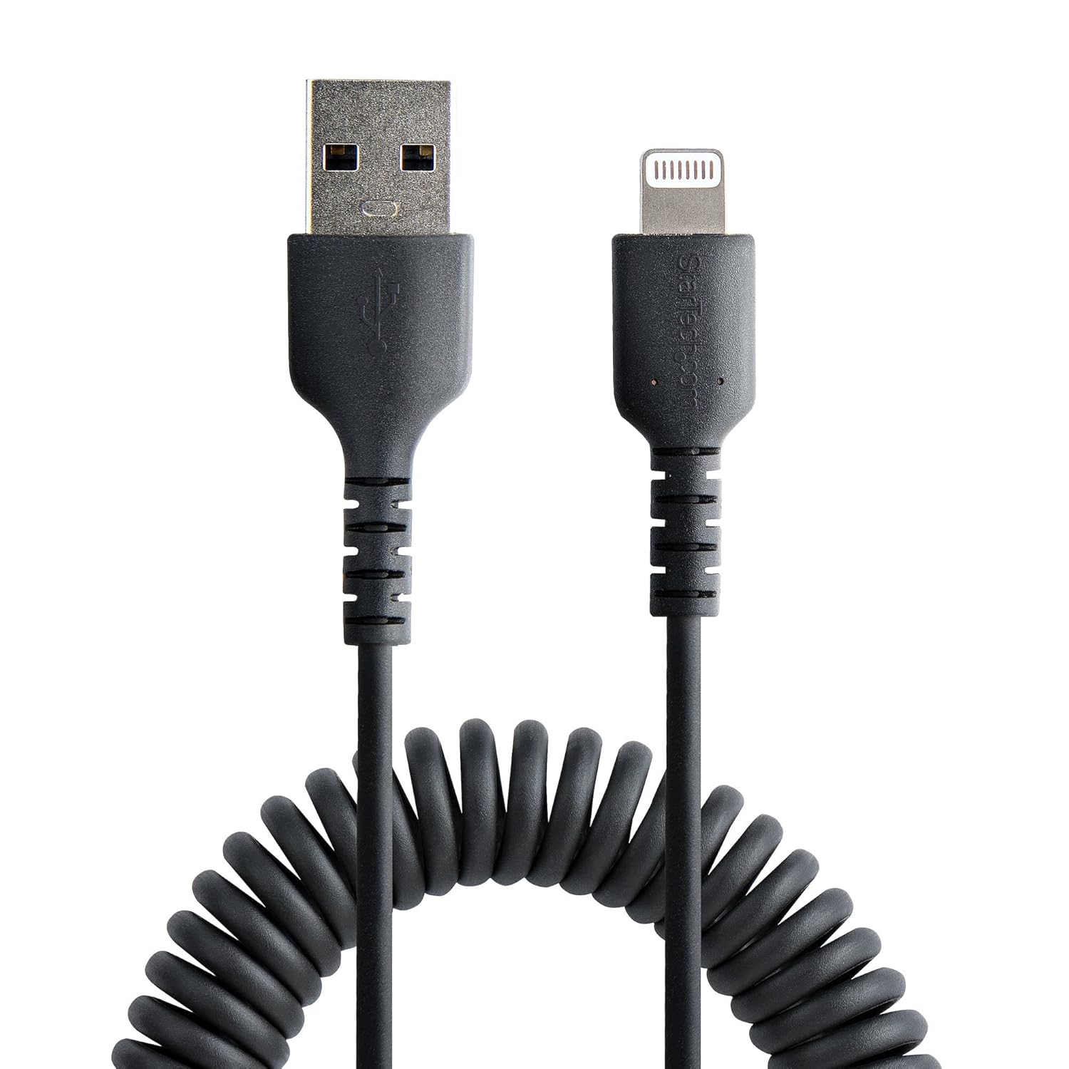 StarTech.com Coiled USB-A to Lightning Cable, MFi Certified, Durable TPE Jacket, Aramid Fiber Reinforced