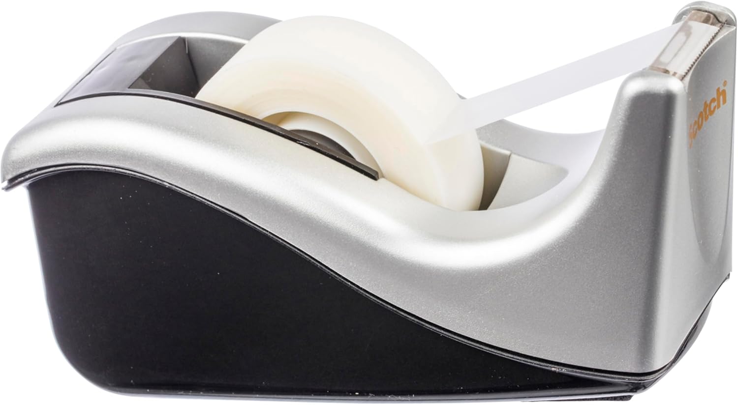 Scotch Desktop Tape Dispenser, Silvertech Two-Tone (C60-ST) 1 Count (Pack of 1)