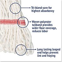 Boardwalk 503WHCT Super Loop Wet Mop Head, Cotton/Synthetic, Large Size, White, 12/Carton