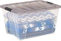 IRIS USA 53 Quart Stack & Pull Clear Storage Box, Gray, 5 Pack