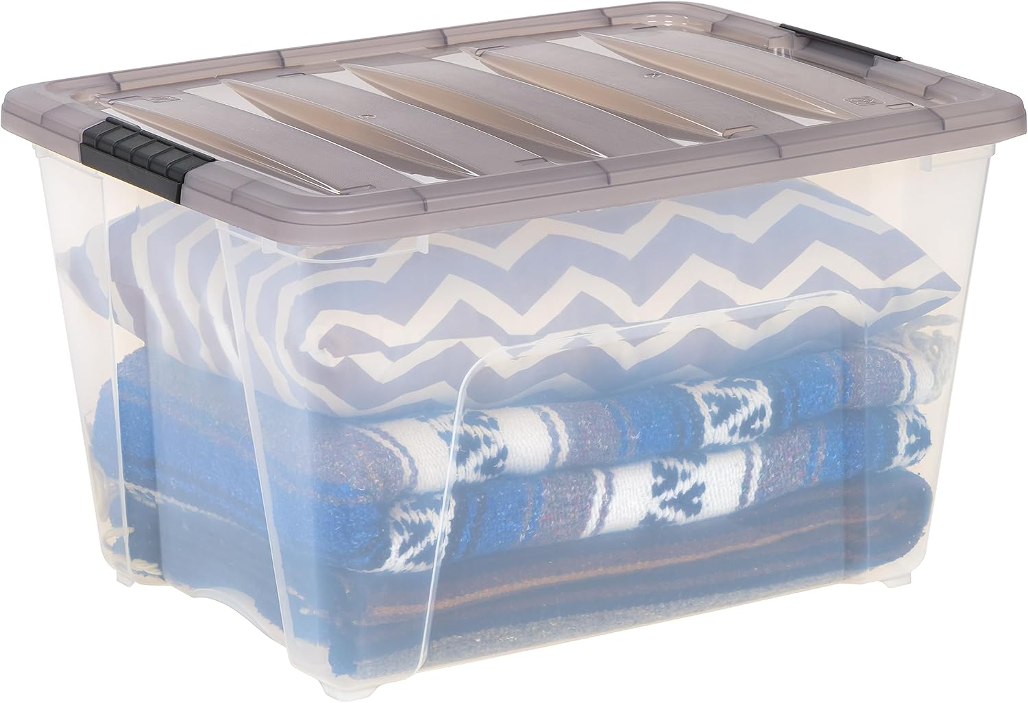 IRIS USA 53 Quart Stack & Pull Clear Storage Box, Gray, 5 Pack