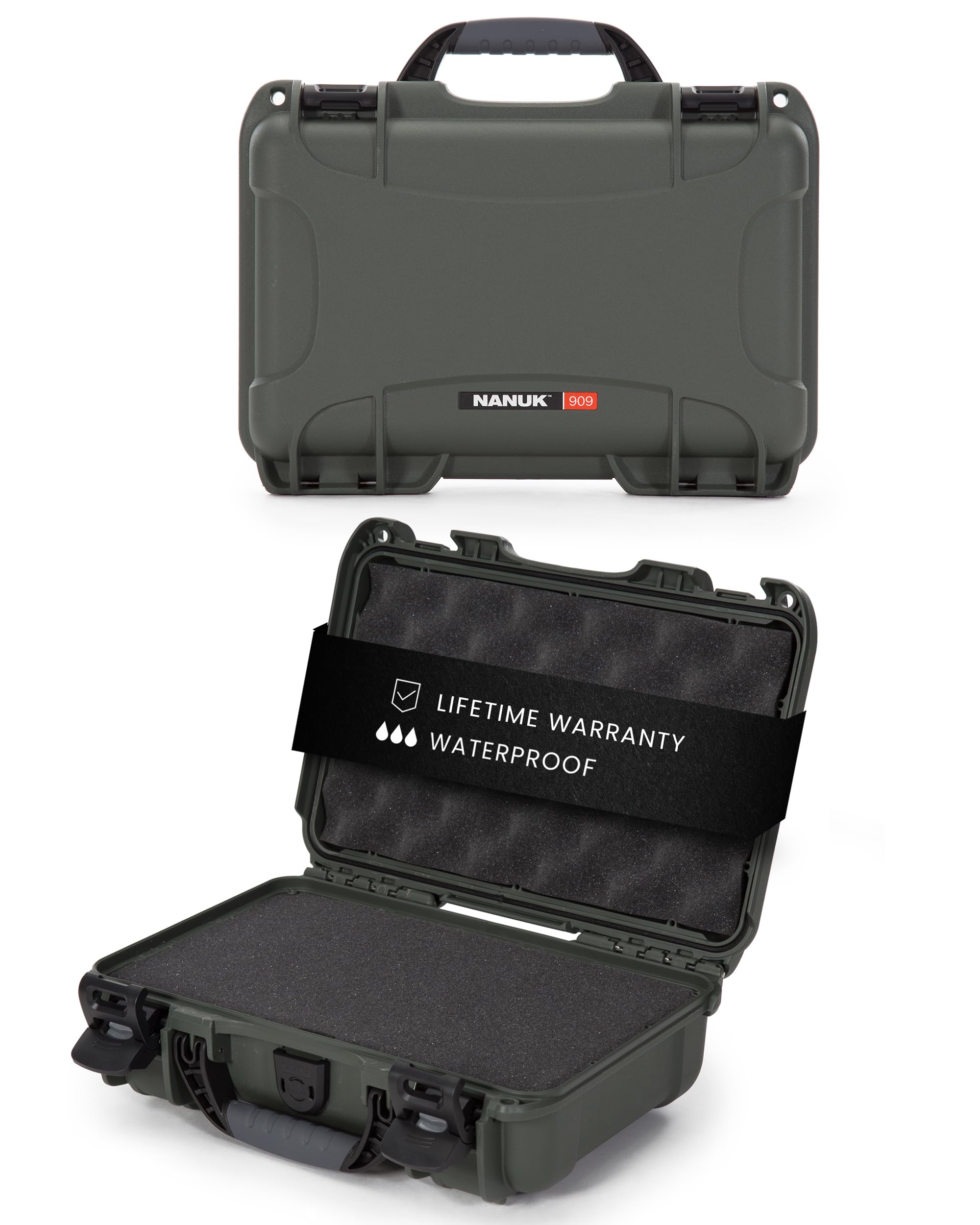 NANUK 909 Hard Case with Custom Foam Insert, Short Multipurpose Case - IP67 Waterproof Sporting Gear Storage