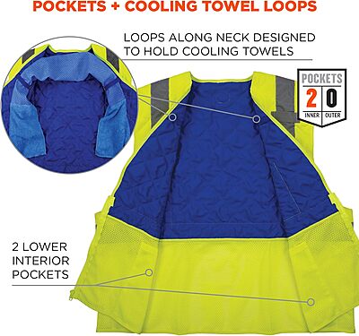 ERGODYNE Chill-Its 6668 Hi-Vis Safety Cooling Vest - Type R Class 2