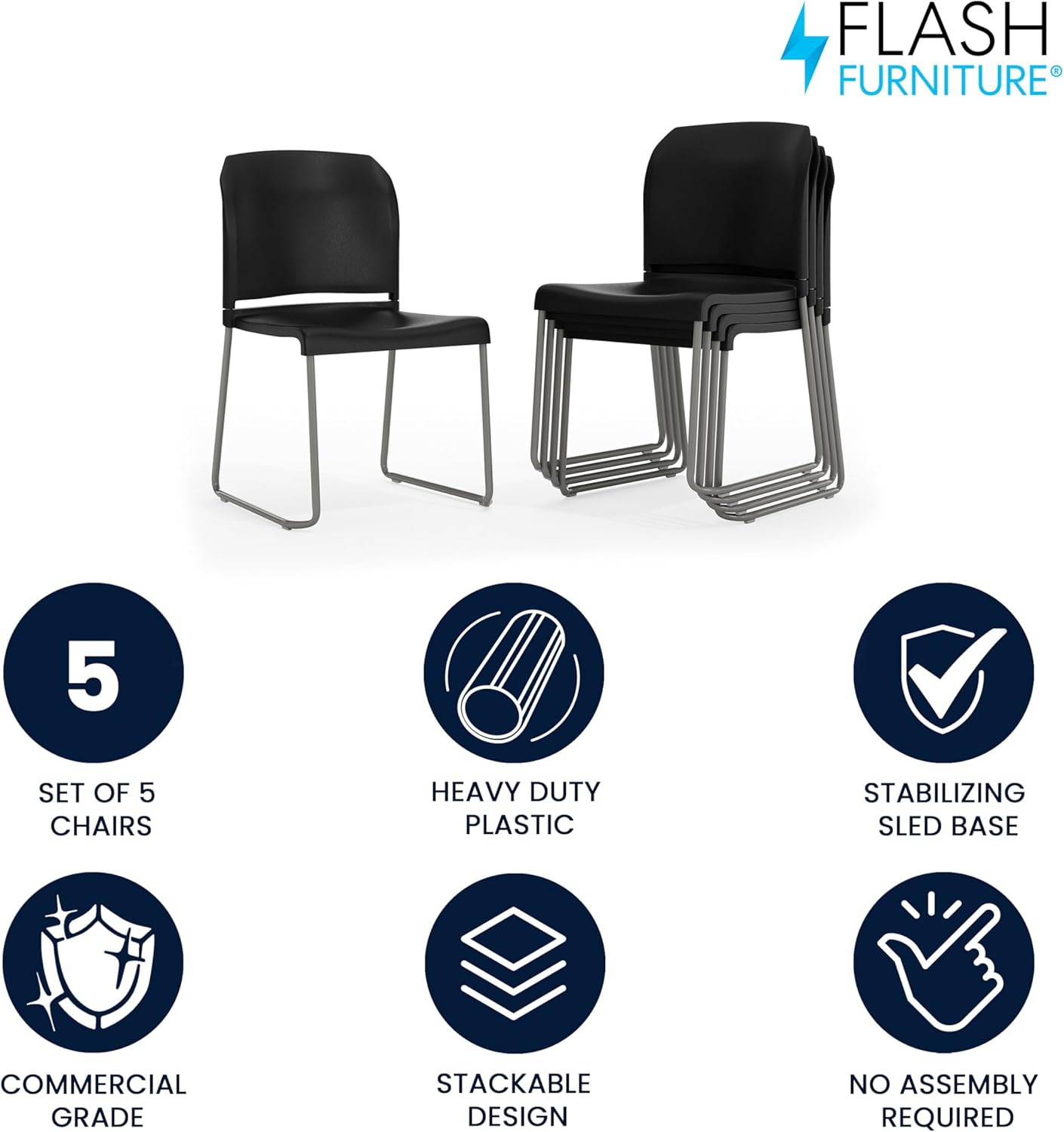 Flash Furniture HERCULES Series 880 lb Contoured Full-Back Stack Chair