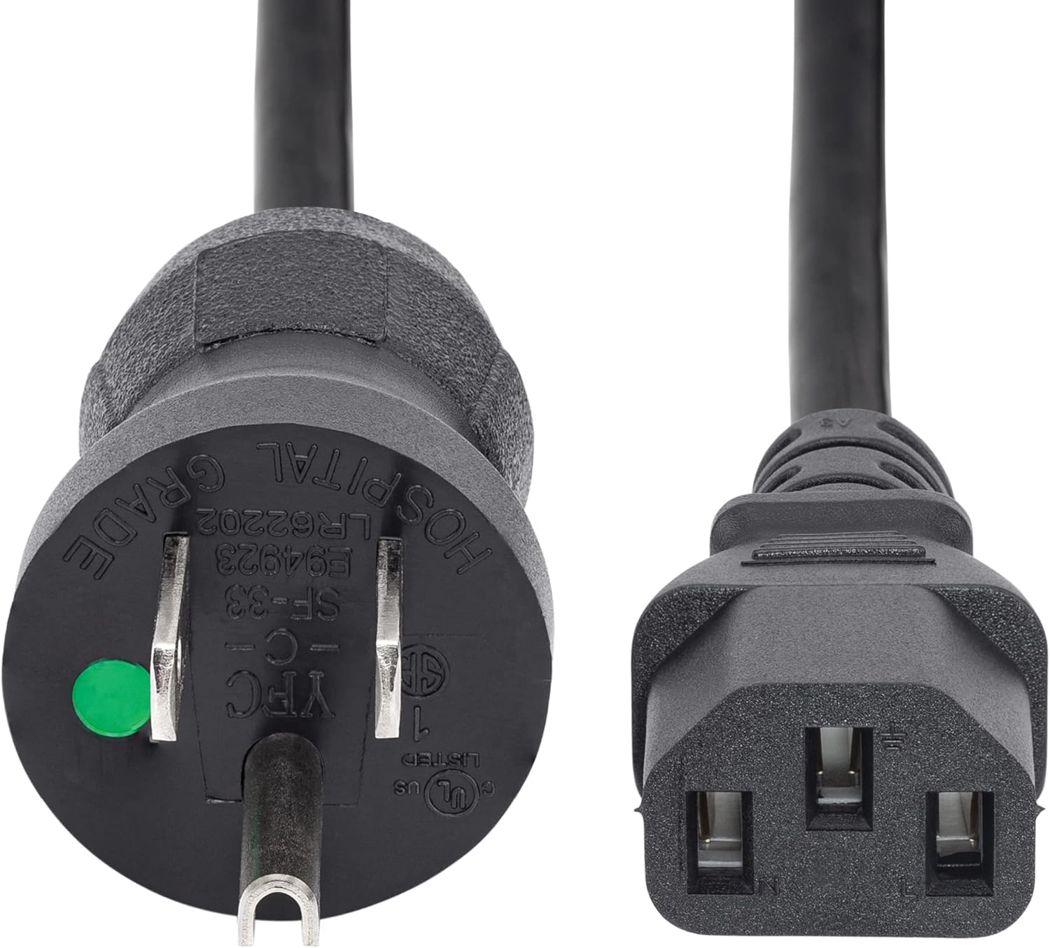 StarTech.com Green Dot Hospital-Grade Power Cords and Extension Cords (NEMA 5-15P to C13 / 5-15R)