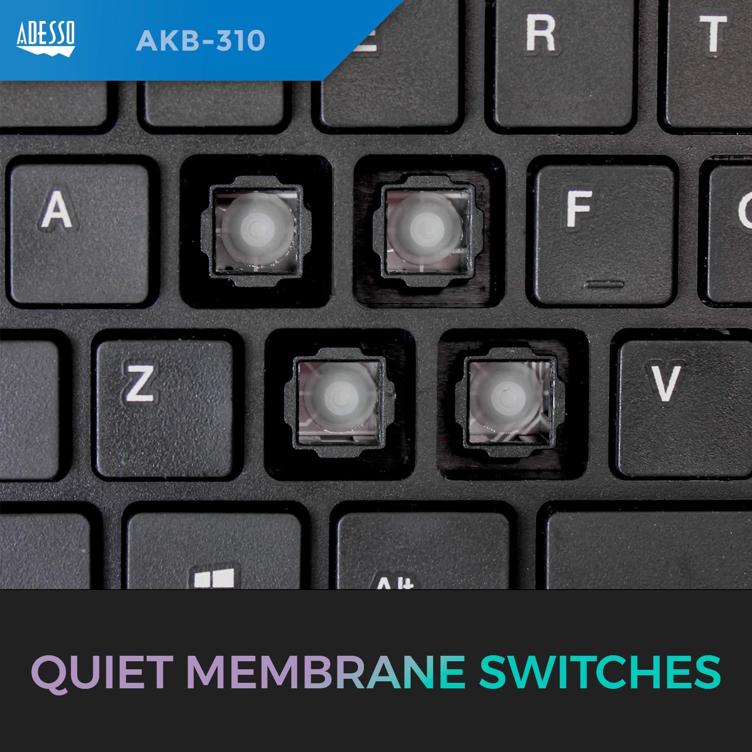 AKB-310UB - Wired USB Mini Trackball USB Keyboard, 87-Key US Layout, Black