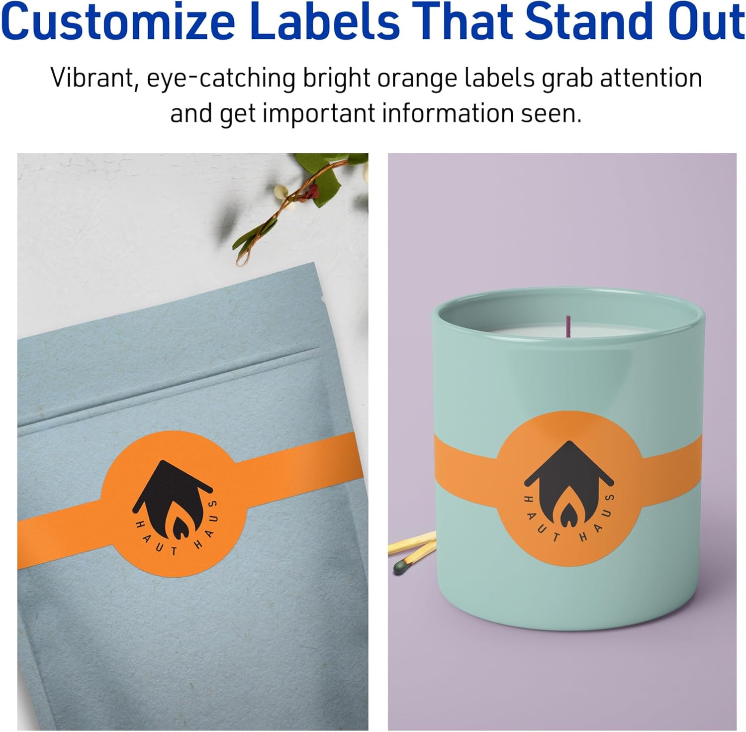 Avery Printable Wraparound Band Labels, Sure Feed Technology, 2-3/8" x 8", Bright Orange, Cigar Band Labels