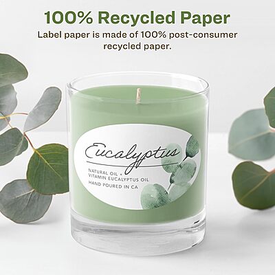 Avery EcoFriendly Matte White Recycled Oval Labels, 2" x 3-1/3", Print-to-The-Edge, Matte White Labels, Permanent Adhesive, Laser/Inkjet Printable, 80 Total 80 labels