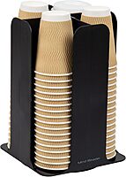 Mind Reader 4-Compartment Coffee Cup and Lid Carousel, Countertop Organizer, 7-3/4in L x 7-3/4in W x 11-1/2in H, Black