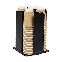 Mind Reader 4-Compartment Coffee Cup and Lid Carousel, Countertop Organizer, 7-3/4in L x 7-3/4in W x 11-1/2in H, Black